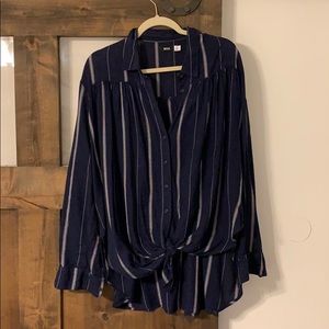Navy BDG button up with white stripes